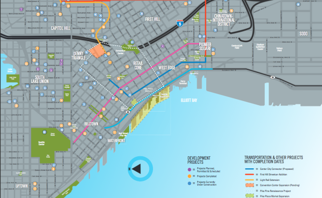 Downtown Seattle map of projects, courtesy of the DSA.