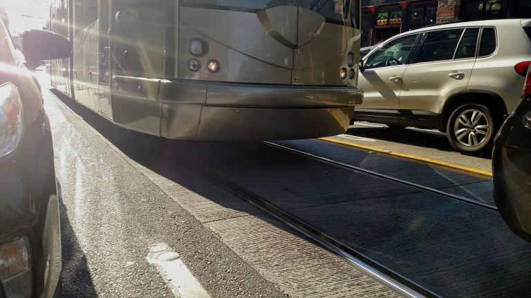 Seattle Streetcar in Pioneer Square.