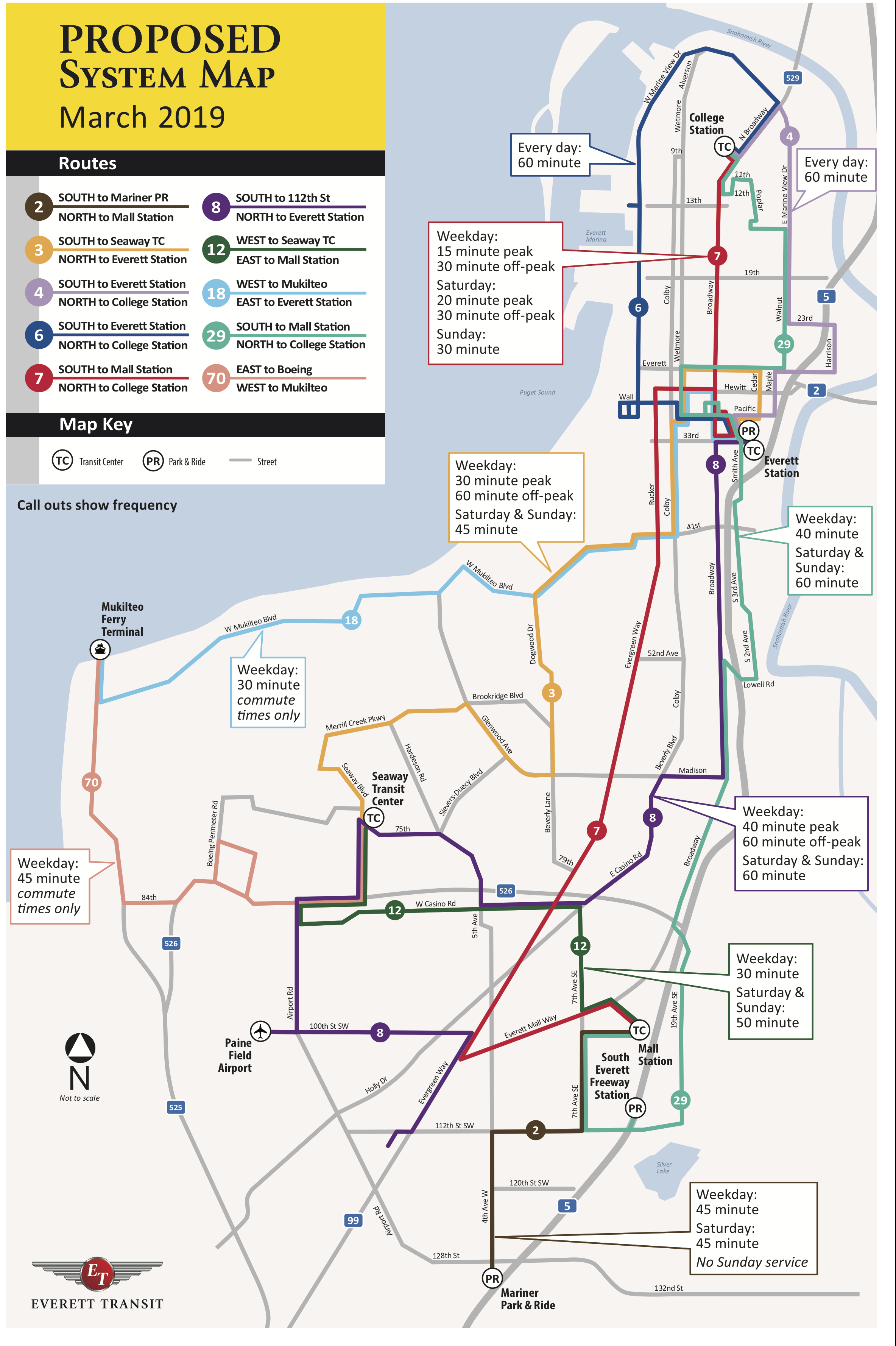 Everett Transit – System Map 2019 Proposed - The Urbanist