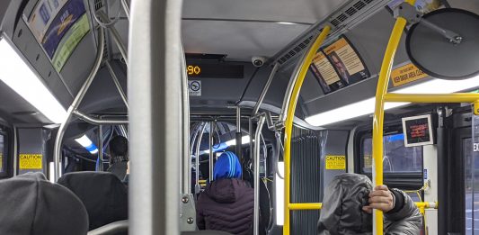 Riders on a Metro bus.