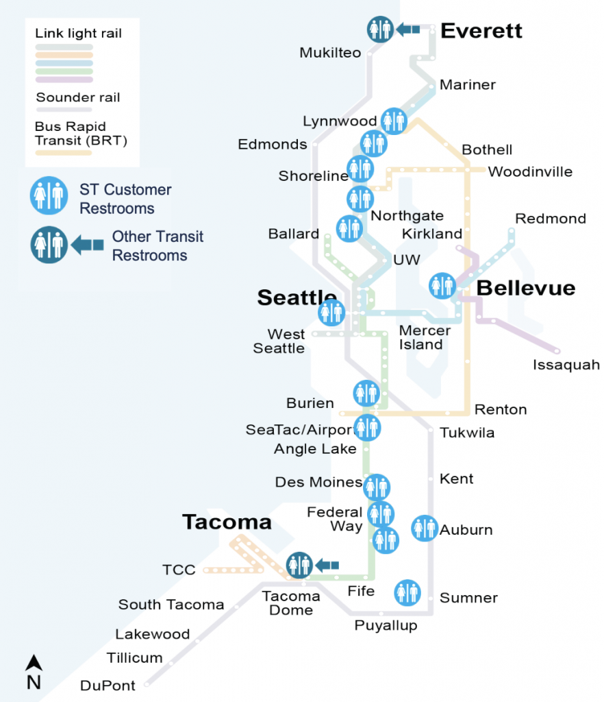 Locations of passenger bathrooms by 2024. (Sound Transit)