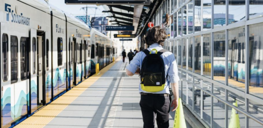 A Link train waiting at a platform. (Sound Transit)