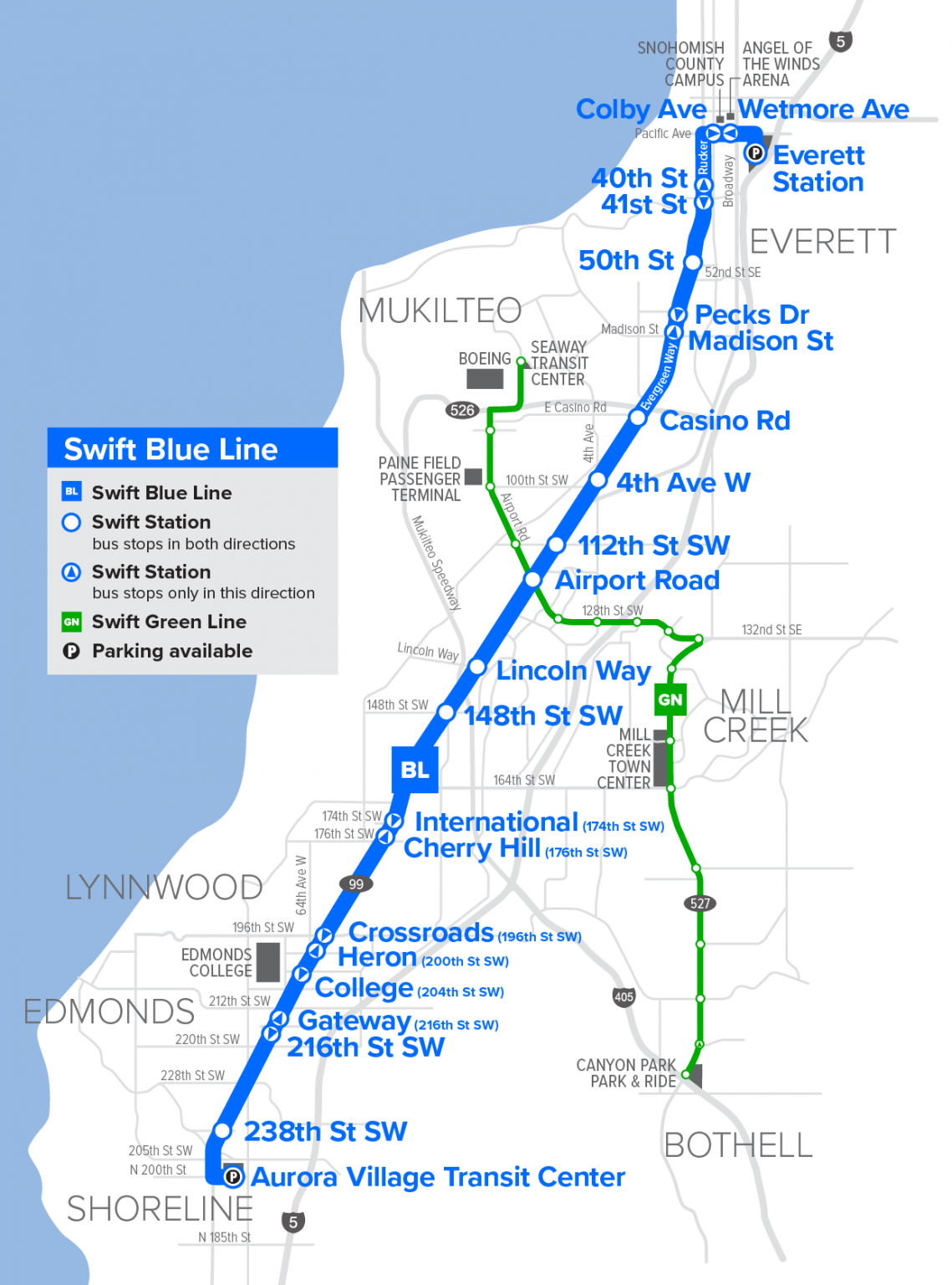 Direct I-5 and SR 99 Alternatives Reemerge for Everett Link Light Rail