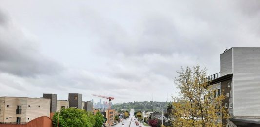 The view of Aurora looking south toward the downtown skyline.