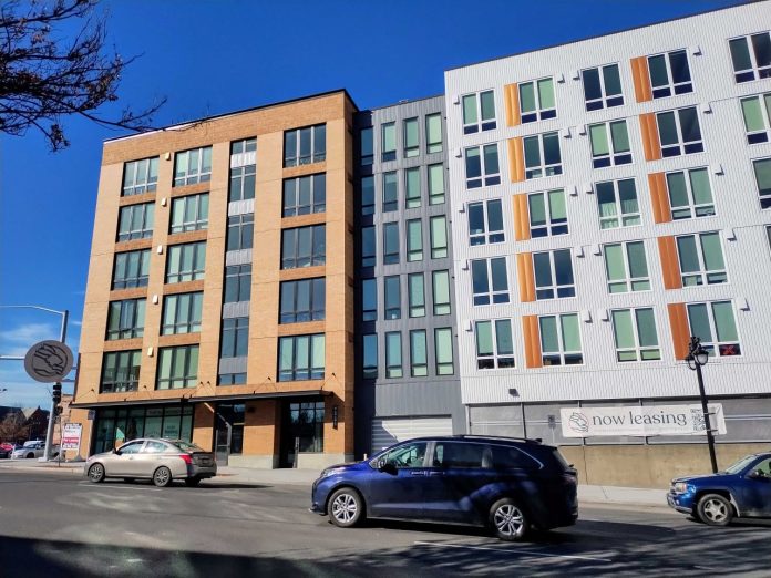 A new six-story apartment building in Downtown Spokane.